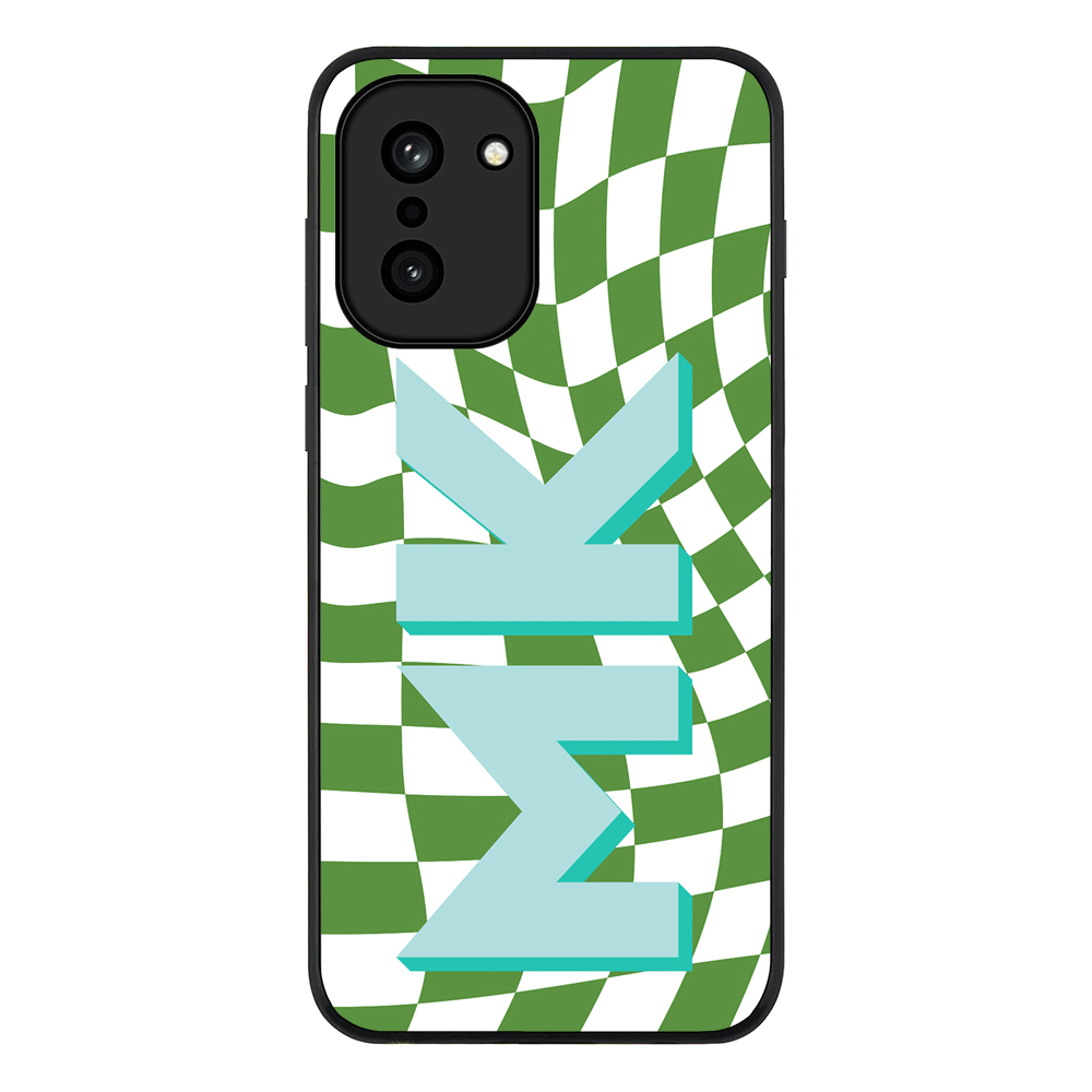 Custom Monogram Initial Wavy Checkerboard, Phone Case - OnePlus