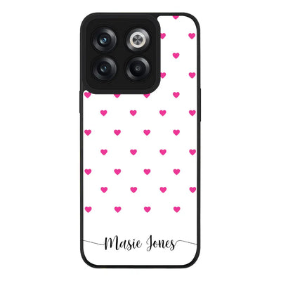 OnePlus Ace Pro Rugged Black Heart Pattern Custom Text, My Name Phone Case - OnePlus - Stylizedd.com