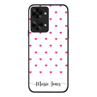 OnePlus Nord 2T Rugged Black Heart Pattern Custom Text, My Name Phone Case - OnePlus - Stylizedd.com