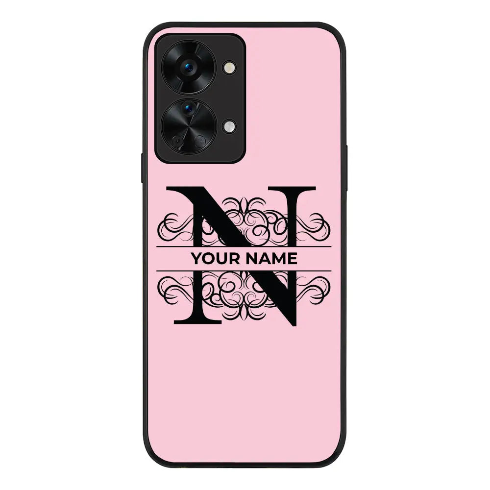 OnePlus Nord 2T / Rugged Black Phone Case Split Floral Initial Phone Case - OnePlus - Stylizedd