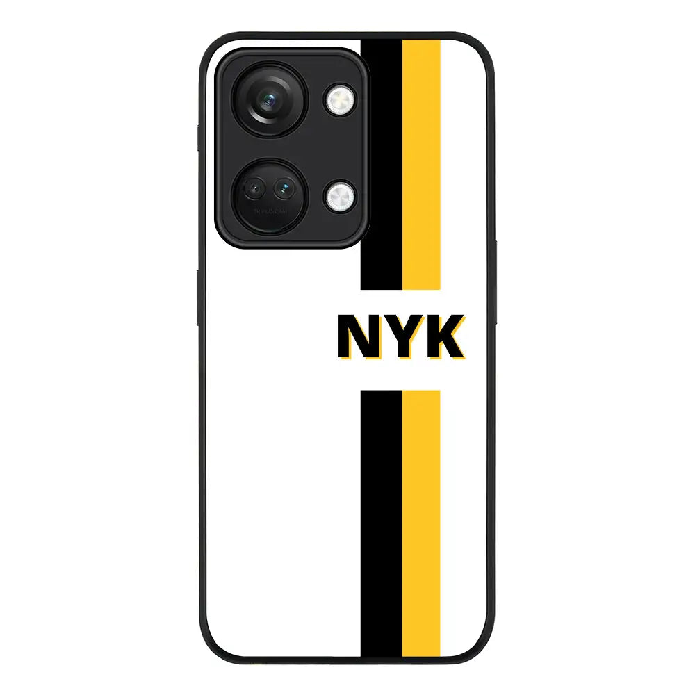 Custom Striped Monogram Phone Case - OnePlus - Nord 3 5G / Ace 2V / Rugged Black - Stylizedd