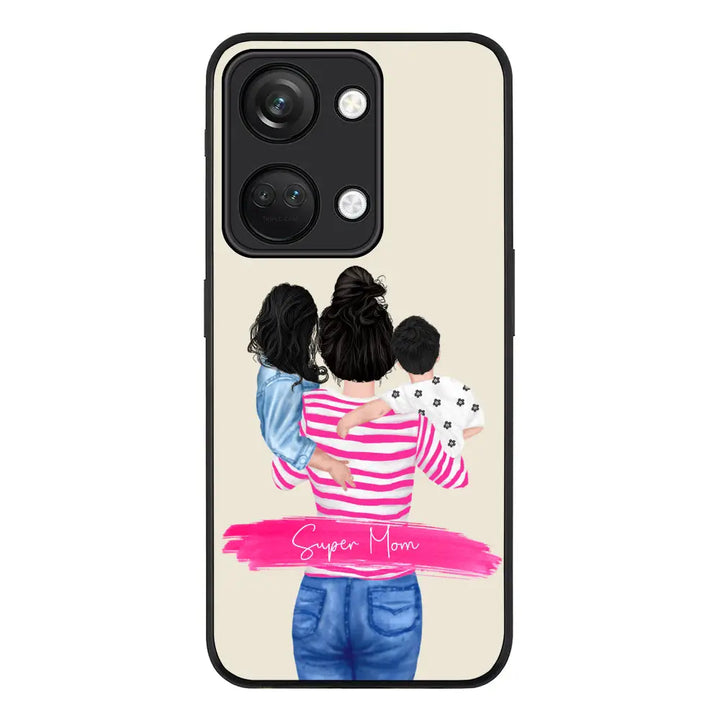 OnePlus Nord 3 5G / OnePlus Ace 2V / Rugged Black Phone Case Custom Clipart Text Mother Son & Daughter Phone Case - OnePlus - Stylizedd