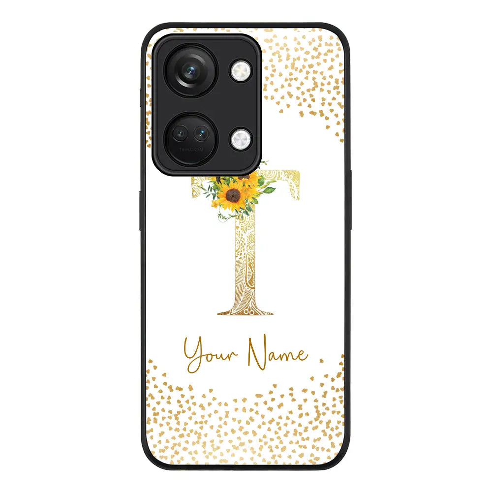 OnePlus Nord 3 5G / OnePlus Ace 2V / Rugged Black Phone Case Floral Mandala Initial Phone Case - OnePlus - Stylizedd