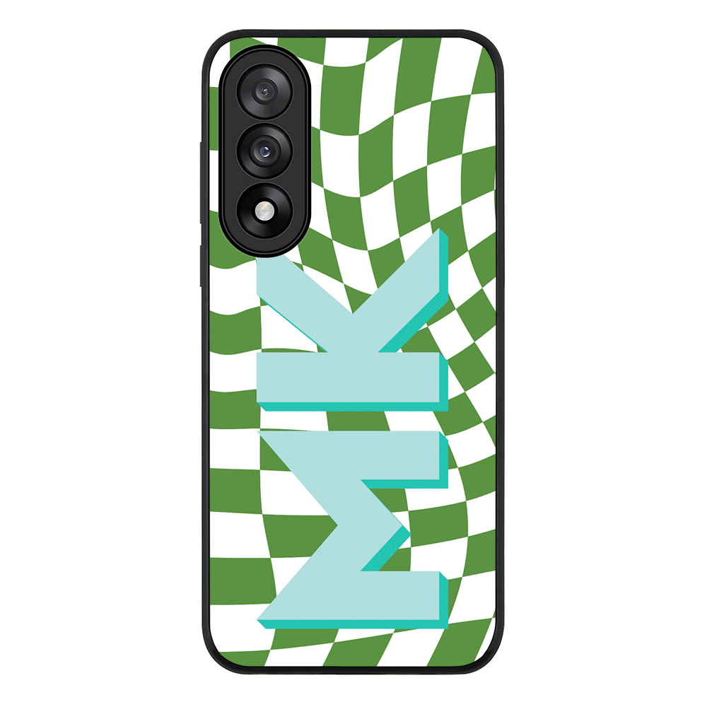 Custom Monogram Initial Wavy Checkerboard, Phone Case - OnePlus