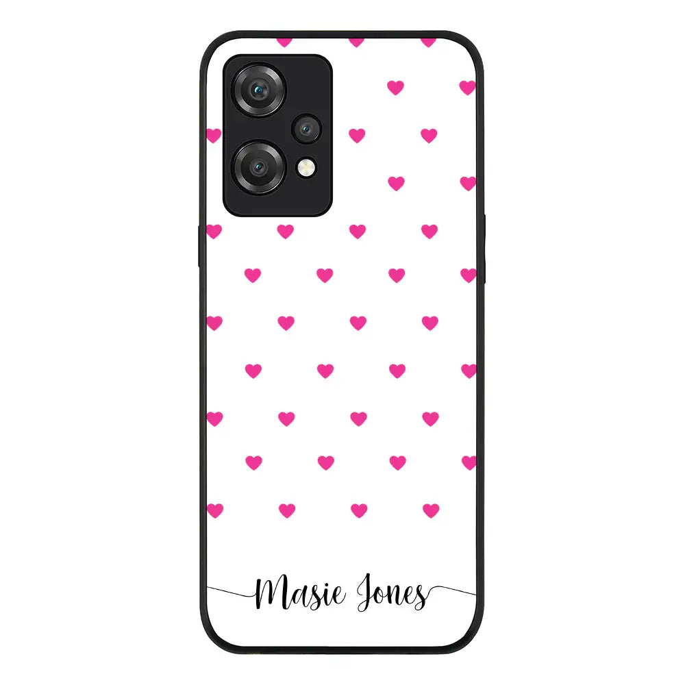 OnePlus Nord CE 2 Lite 5G Rugged Black Heart Pattern Custom Text, My Name Phone Case - OnePlus - Stylizedd.com