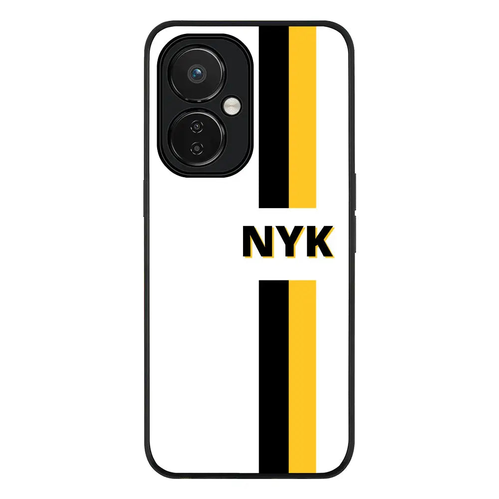 Custom Striped Monogram Phone Case - OnePlus - Nord CE 3 Lite 5G / Rugged Black - Stylizedd