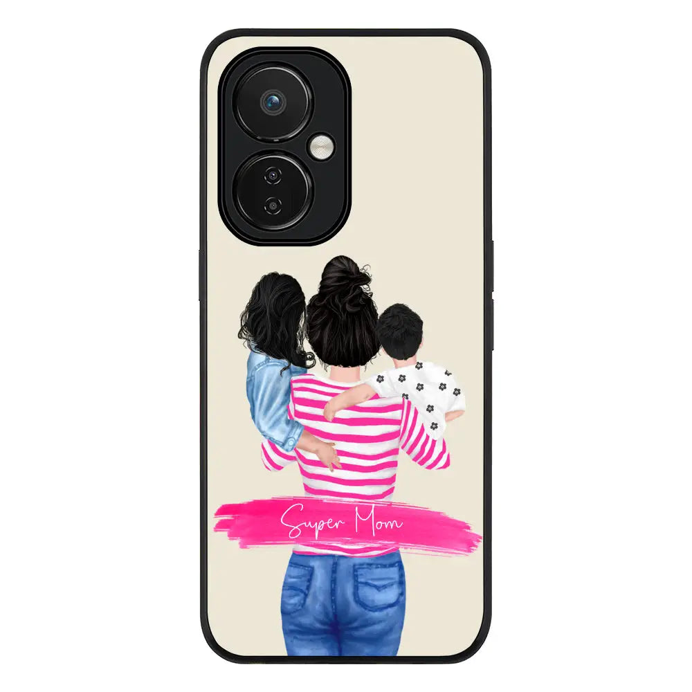 OnePlus Nord CE 3 Lite 5G / Rugged Black Phone Case Custom Clipart Text Mother Son & Daughter Phone Case - OnePlus - Stylizedd