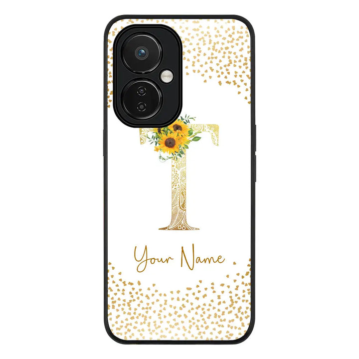 OnePlus Nord CE 3 Lite 5G / Rugged Black Phone Case Floral Mandala Initial Phone Case - OnePlus - Stylizedd