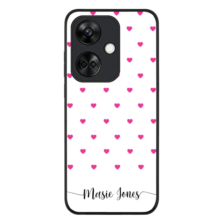 Heart Pattern Custom Text My Name Phone Case - Oppo - K11 / Rugged Black - Stylizedd