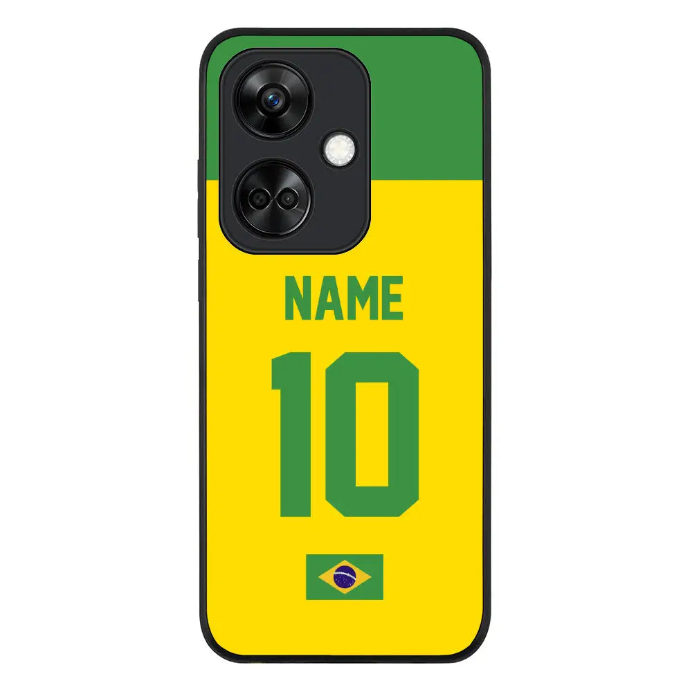 OnePlus Nord CE 3 / Rugged Black Phone Case Personalized Football Jersey Phone Case Custom Name & Number - OnePlus - Stylizedd