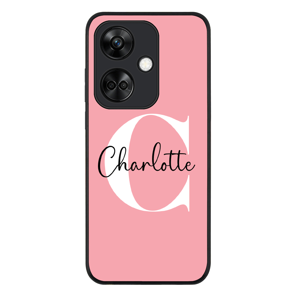 Oppo K11 / Rugged Black Custom Monogram Large Initial Name & Letter, Phone Case - Oppo - Stylizedd.com