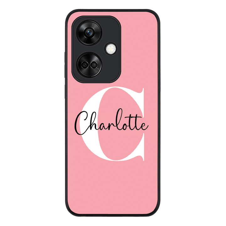 Oppo K11 / Rugged Black Custom Monogram Large Initial Name & Letter, Phone Case - Oppo - Stylizedd.com