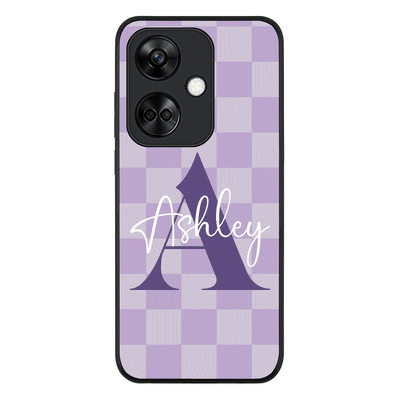OnePlus Nord CE 3 / Rugged Black Phone Case Personalized Name Initial Monogram Checkerboard, Phone Case - OnePlus - Stylizedd