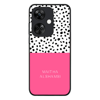 Personalized Text Colorful Spotted Dotted Phone Case - OnePlus - Nord CE 3 / Rugged Black -