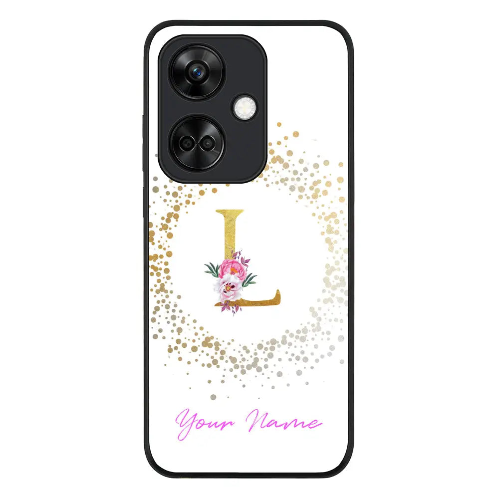 Oppo K11 / Rugged Black Floral Initial Phone Case - Oppo - Stylizedd.com