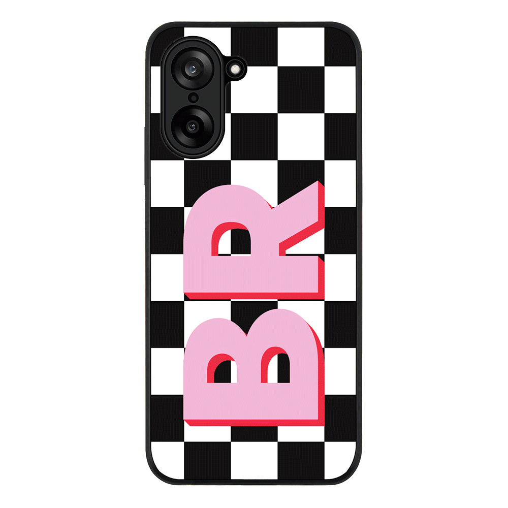 Custom Monogram Initial Checkerboard, Phone Case - OnePlus