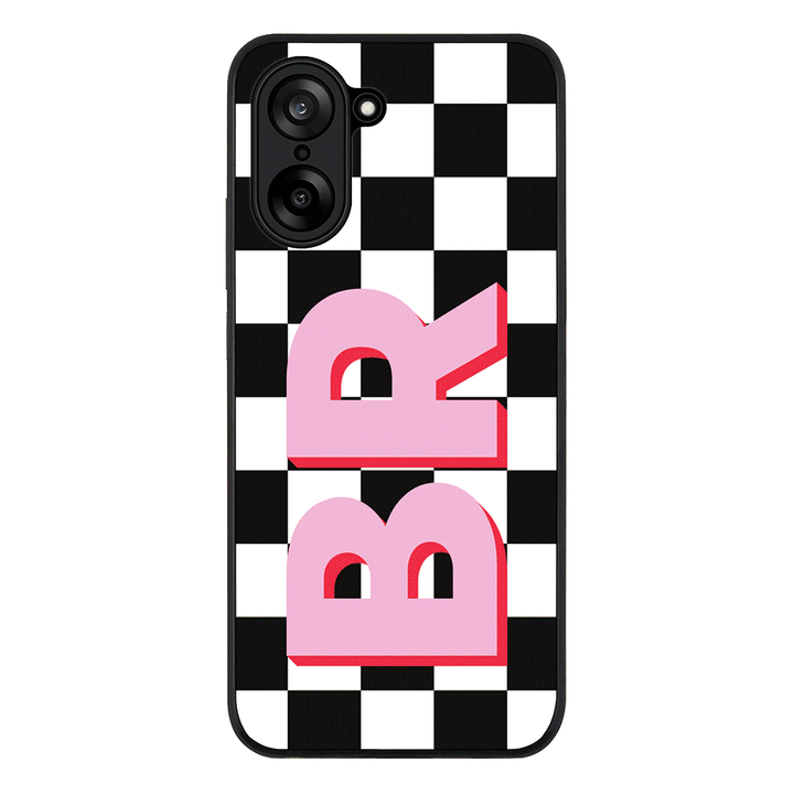 Custom Monogram Initial Checkerboard, Phone Case - OnePlus