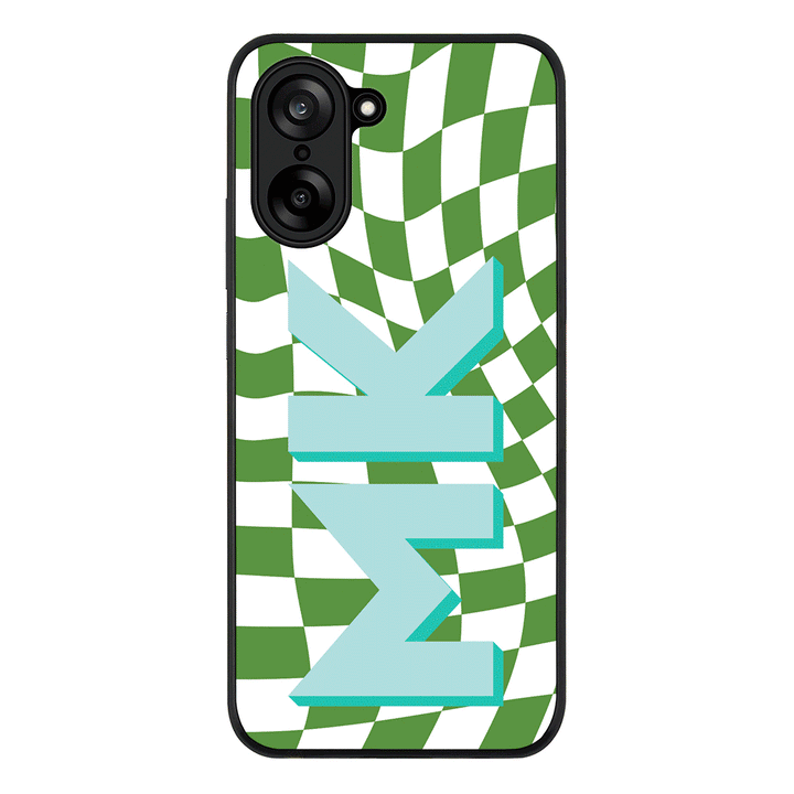 Custom Monogram Initial Wavy Checkerboard, Phone Case - OnePlus