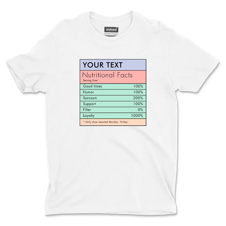 Custom Nutritional Facts T-shirt - Classic - White / XS - T-Shirt