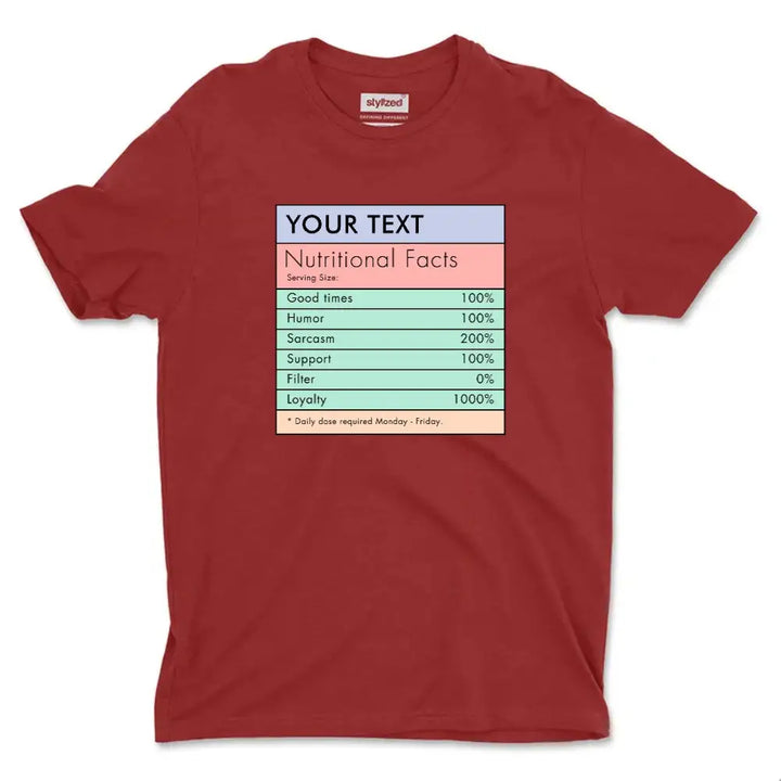 Custom Nutritional Facts T-shirt - Classic - Maroon / XS - T-Shirt