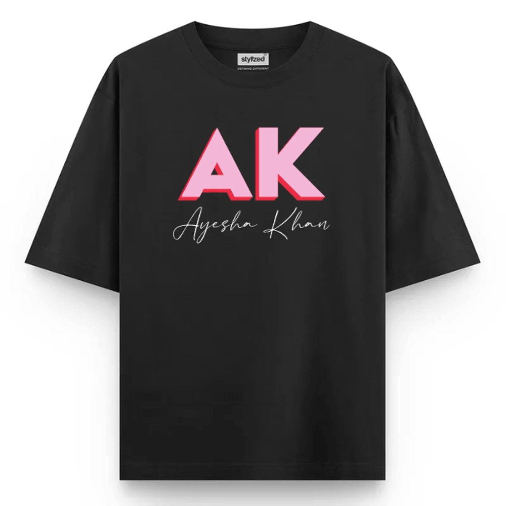 Custom 3D Monogram T-shirt - Oversize - Black / XS - T-Shirt