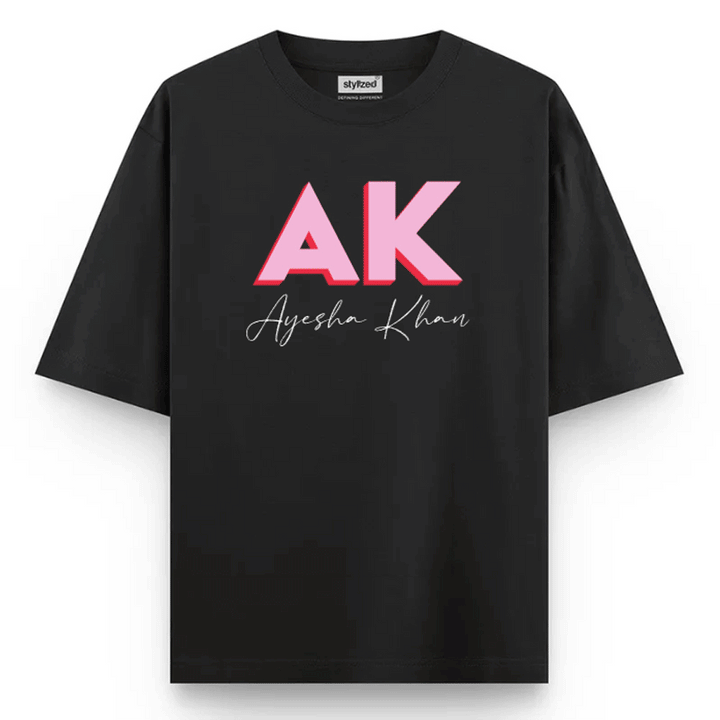 Custom 3D Monogram T-shirt - Oversize - Black / XS - T-Shirt