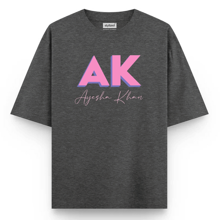 Custom 3D Monogram T-shirt - Oversize - Charcoal Grey / XS - T-Shirt