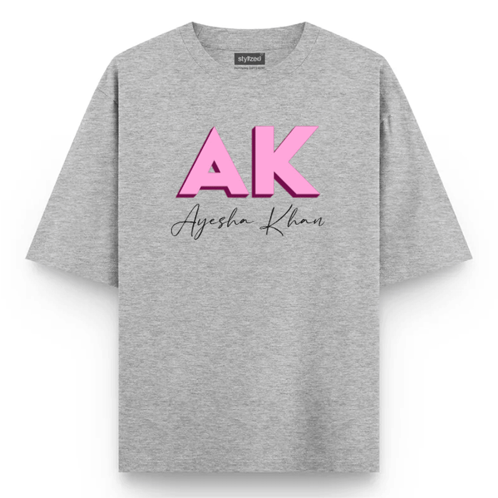 Custom 3D Monogram T-shirt - Oversize - Light Grey / XS - T-Shirt
