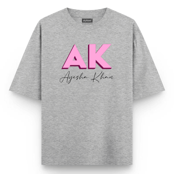 Custom 3D Monogram T-shirt - Oversize - Light Grey / XS - T-Shirt