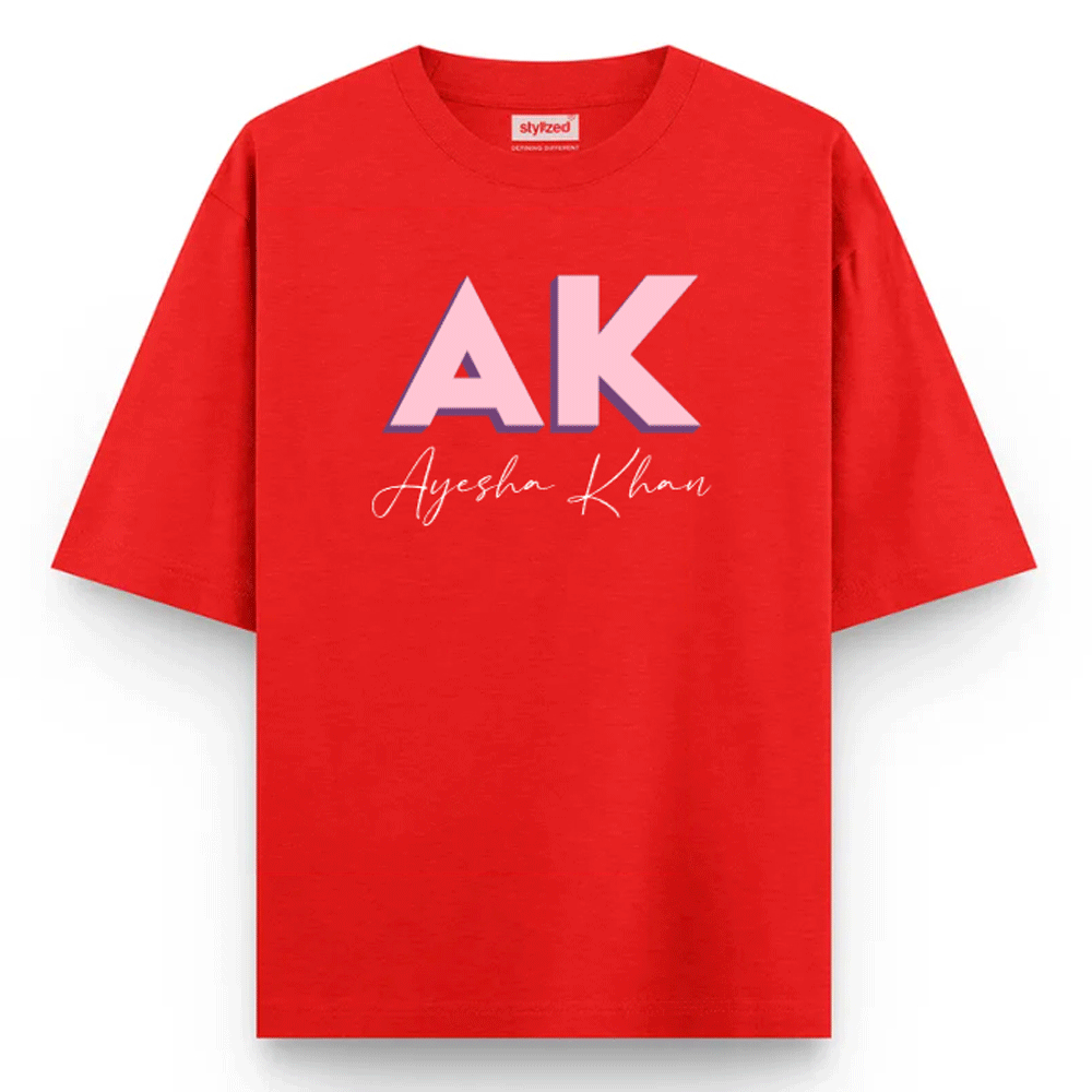 Custom 3D Monogram T-shirt - Oversize - Red / XS - T-Shirt