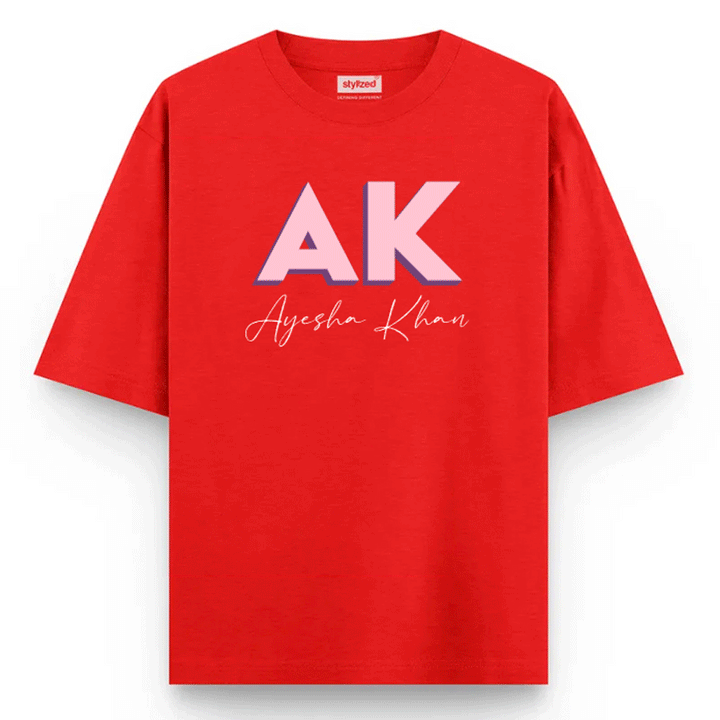 Custom 3D Monogram T-shirt - Oversize - Red / XS - T-Shirt