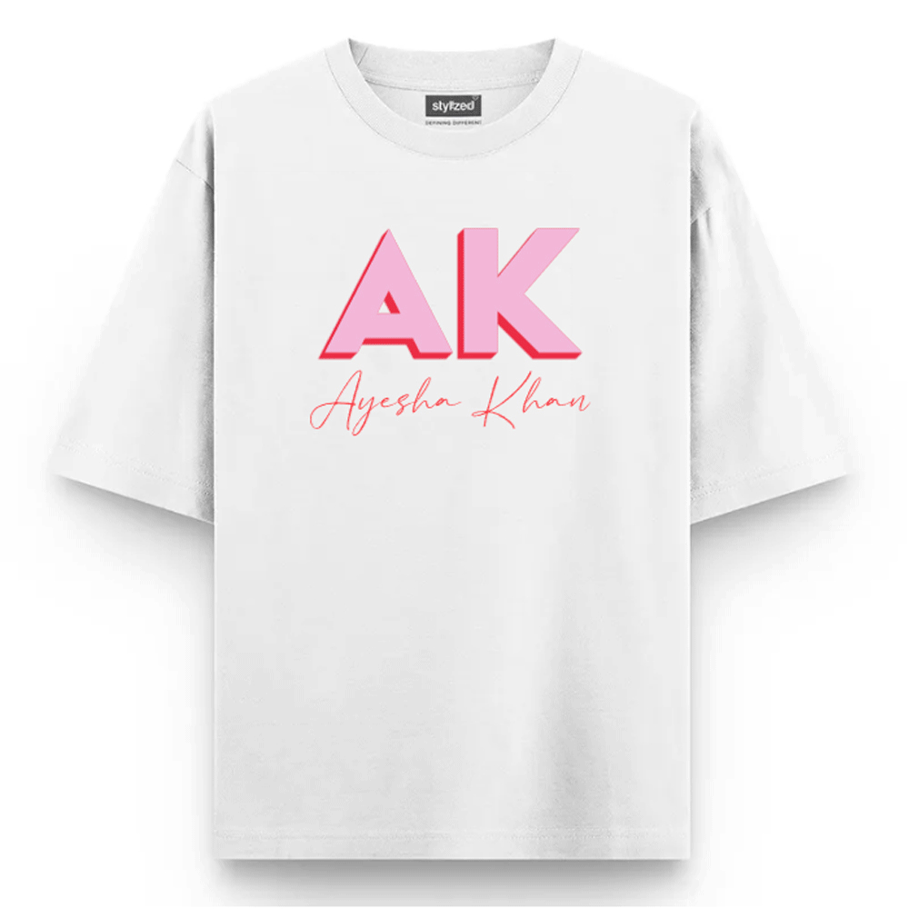 Custom 3D Monogram T-shirt - Oversize - White / XS - T-Shirt