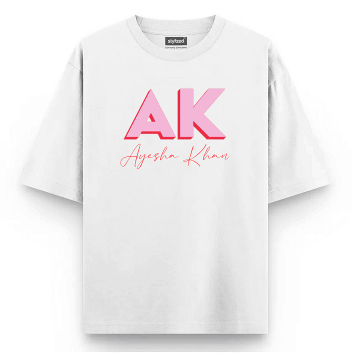 Custom 3D Monogram T-shirt - Oversize - White / XS - T-Shirt