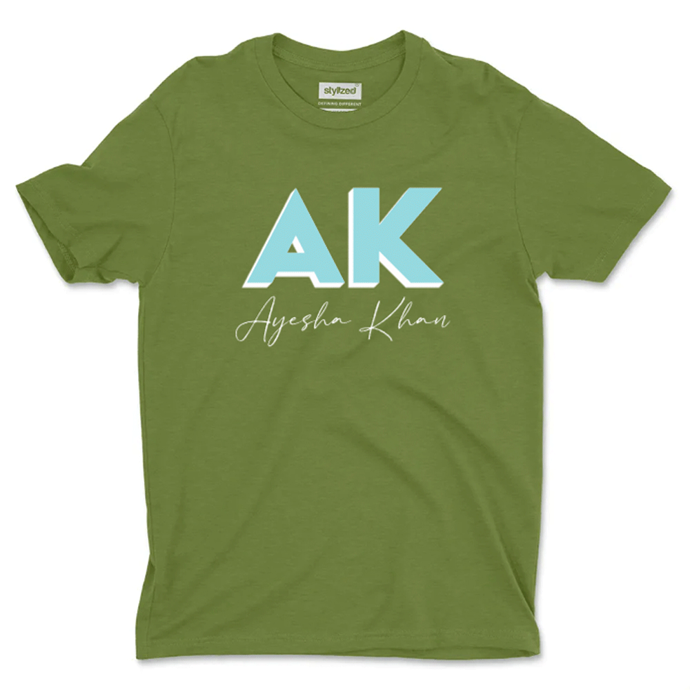 Custom 3D Monogram T - shirt - Classic - Military Green / XS - T - Shirt