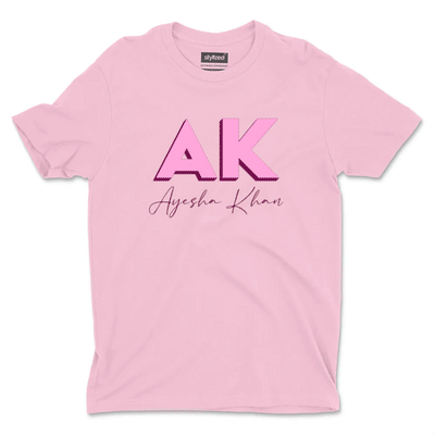 Custom 3D Monogram T - shirt - Classic - Pink / XS - T - Shirt