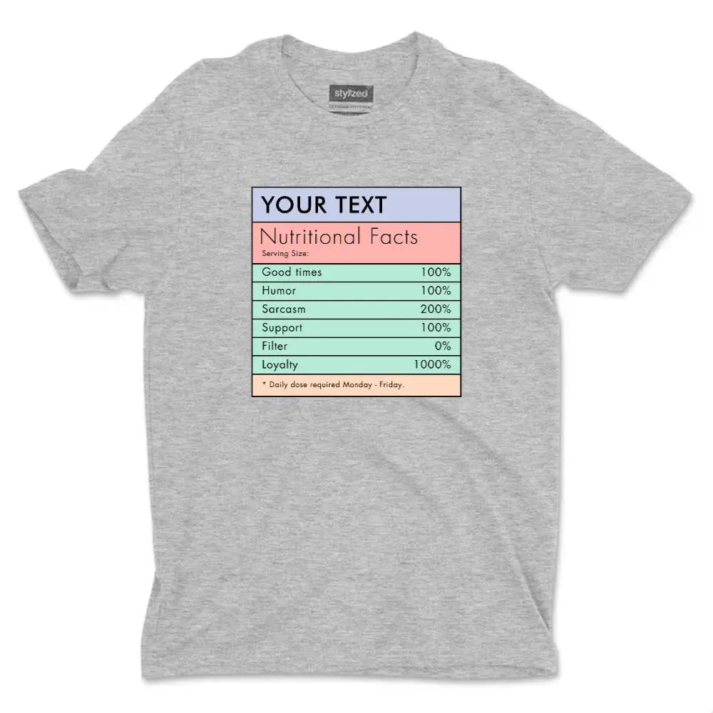 Custom Nutritional Facts T-shirt - Classic - Light Grey / XS - T-Shirt