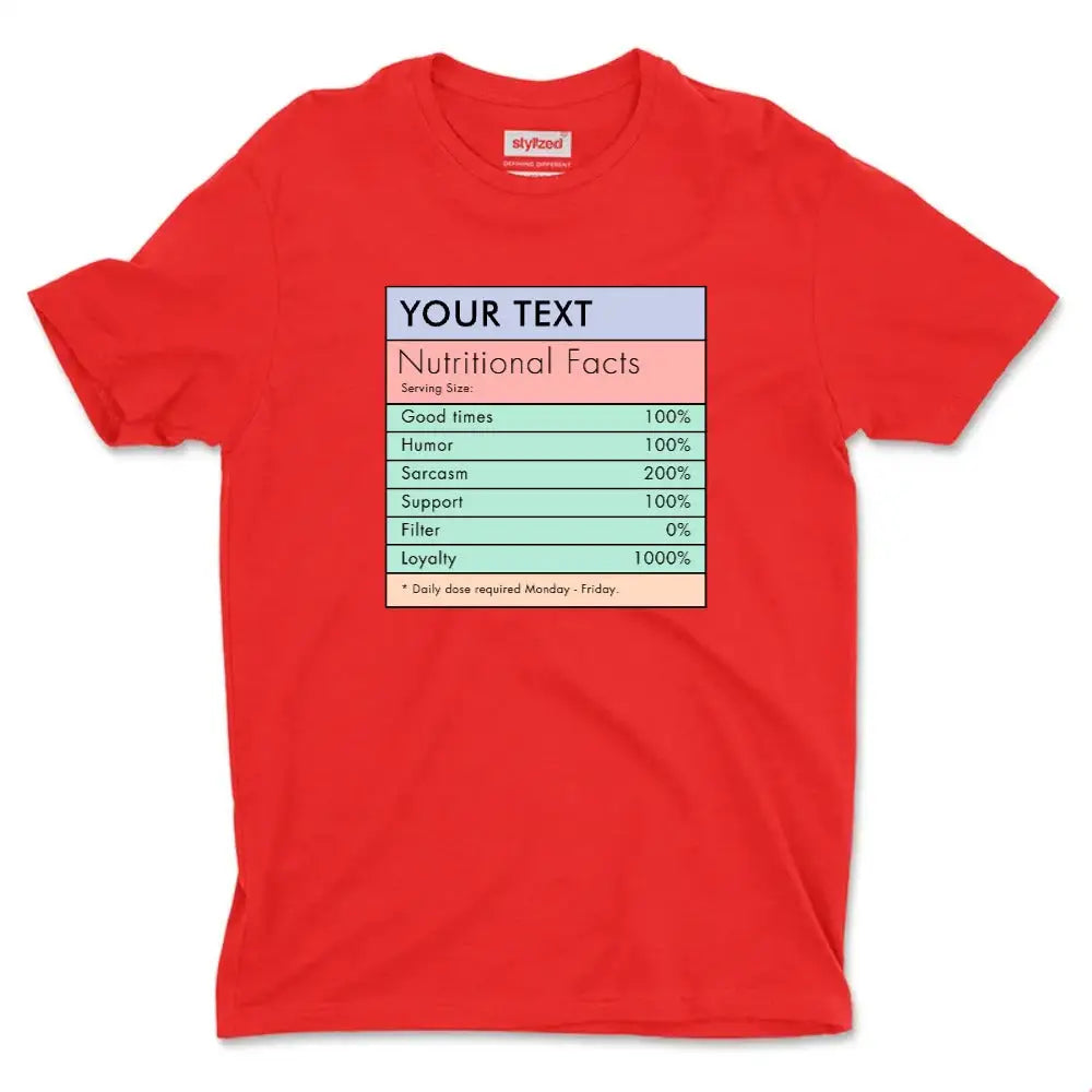 Custom Nutritional Facts T-shirt - Classic - Red / XS - T-Shirt