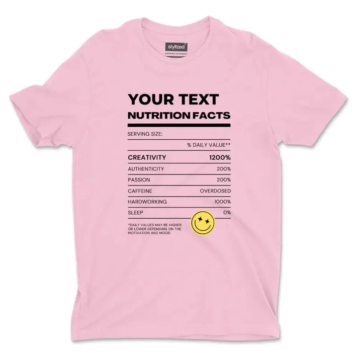 Custom Funny Nutritional Facts T-shirt - Classic - Pink / XS - T-Shirt