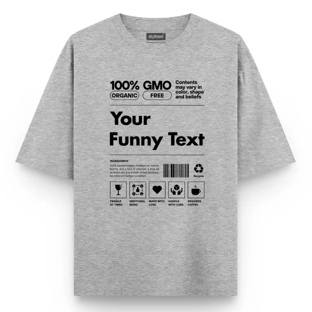 Custom Organic GMO Free Label T-shirt - Oversize - Light Grey / XS - T-Shirt