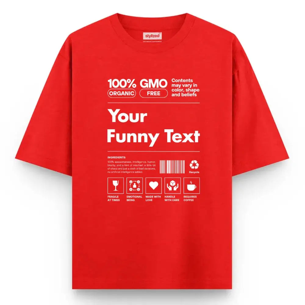 Custom Organic GMO Free Label T-shirt - Oversize - Red / XS - T-Shirt