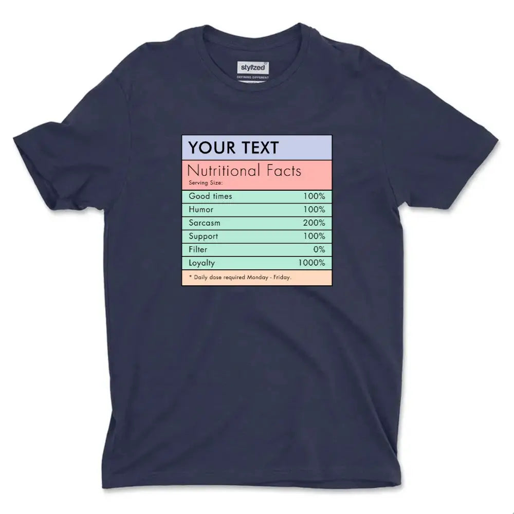 Custom Nutritional Facts T-shirt - Classic - Navy Blue / XS - T-Shirt