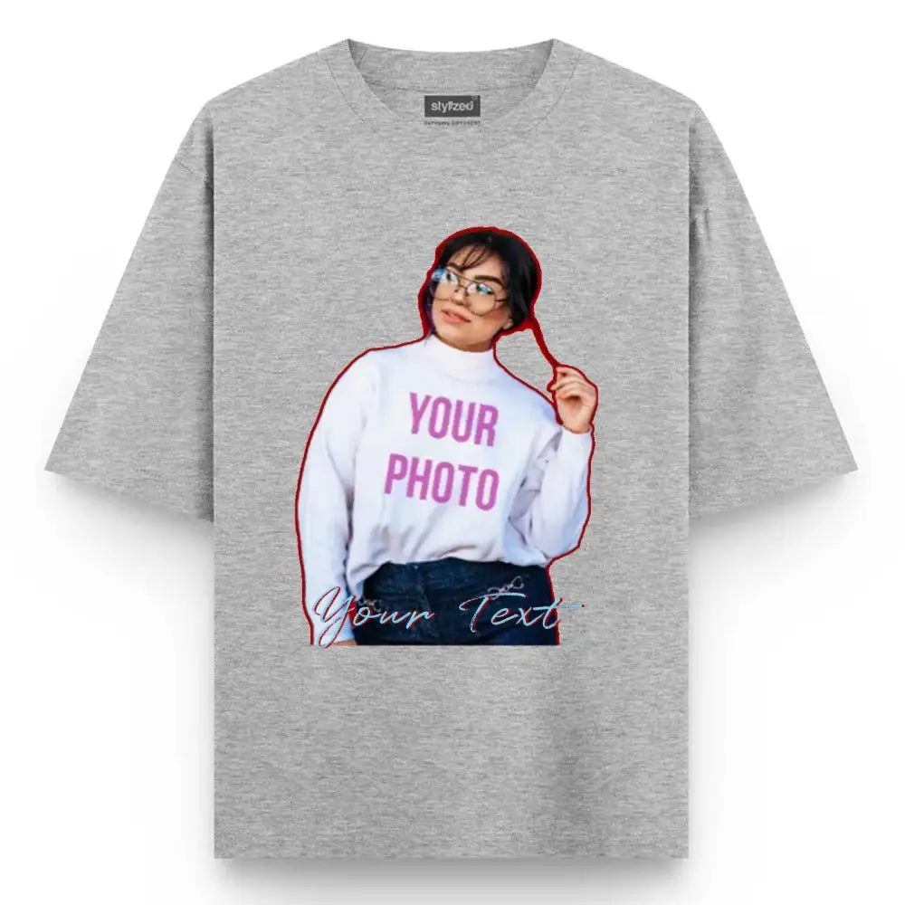 Custom Cutout Photo My Style T-shirt - Oversize - Light Grey / XS - T-Shirt