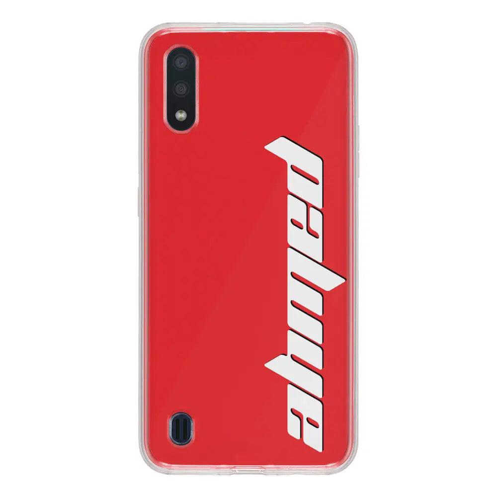 Samsung Galaxy A01 / Clear Classic Custom Text, Vertical Name Phone Case - Samsung A Series - Stylizedd.com