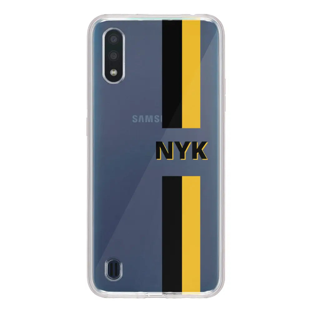 Samsung Galaxy A01 / Clear Classic Phone Case Custom Striped Monogram Phone Case - Samsung A Series - Stylizedd