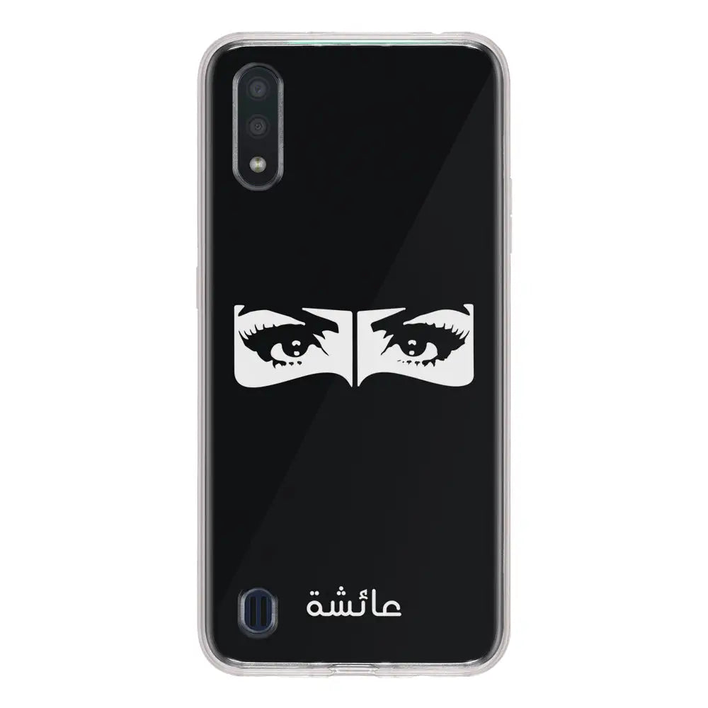 Samsung Galaxy A01 / Clear Classic Custom Name Niqabi Eye, Phone Case - Samsung A Series - Stylizedd.com