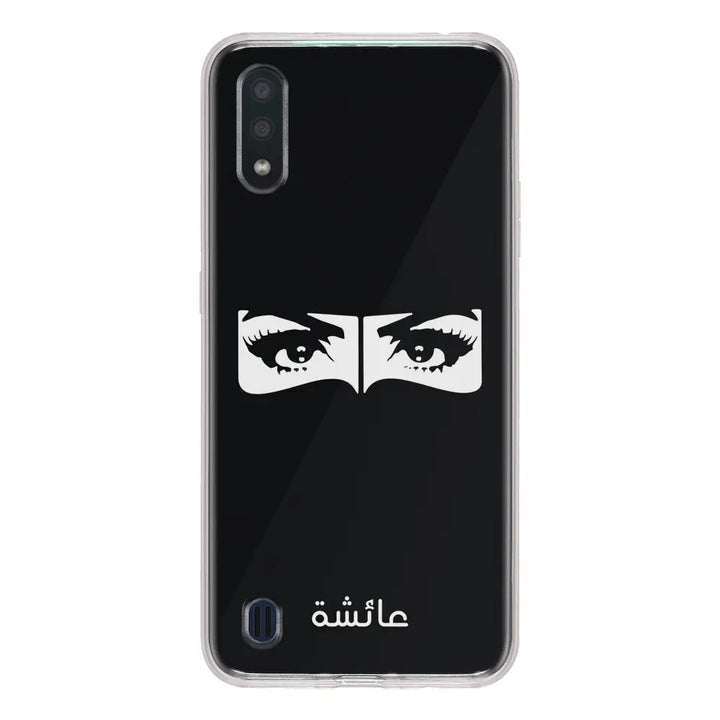 Samsung Galaxy A01 / Clear Classic Custom Name Niqabi Eye, Phone Case - Samsung A Series - Stylizedd.com