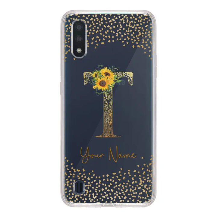 Samsung Galaxy A01 / Clear Classic Phone Case Floral Mandala Initial Phone Case - Samsung A Series - Stylizedd