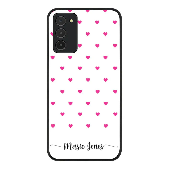 Samsung Galaxy A03s 4G / Rugged Black Phone Case Heart Pattern Custom Text, My Name Phone Case - Samsung A Series - Stylizedd