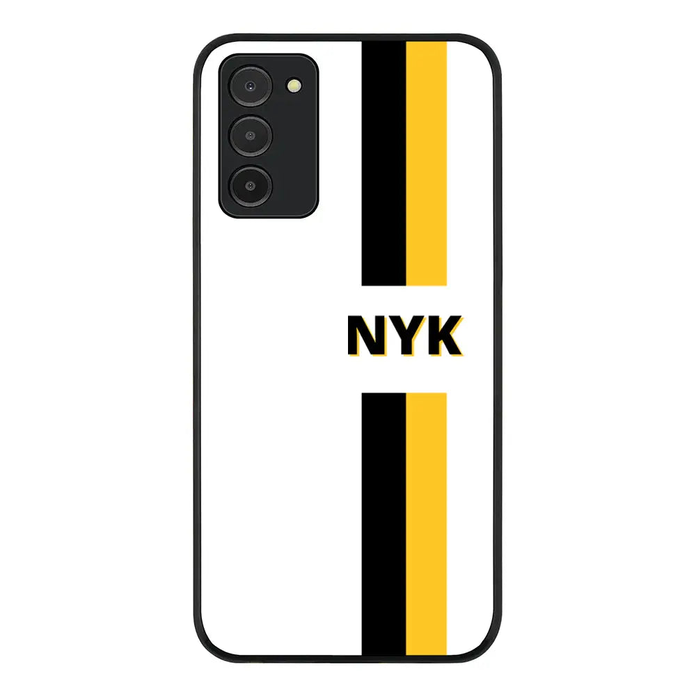 Samsung Galaxy A03s 4G / Rugged Black Phone Case Custom Striped Monogram Phone Case - Samsung A Series - Stylizedd