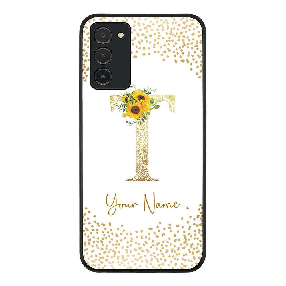 Samsung Galaxy A03s 4G / Rugged Black Phone Case Floral Mandala Initial Phone Case - Samsung A Series - Stylizedd